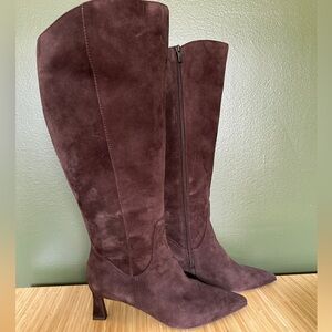 Naturalizer Deesha Boots 8W Brown Suede Knee High Wide Calf